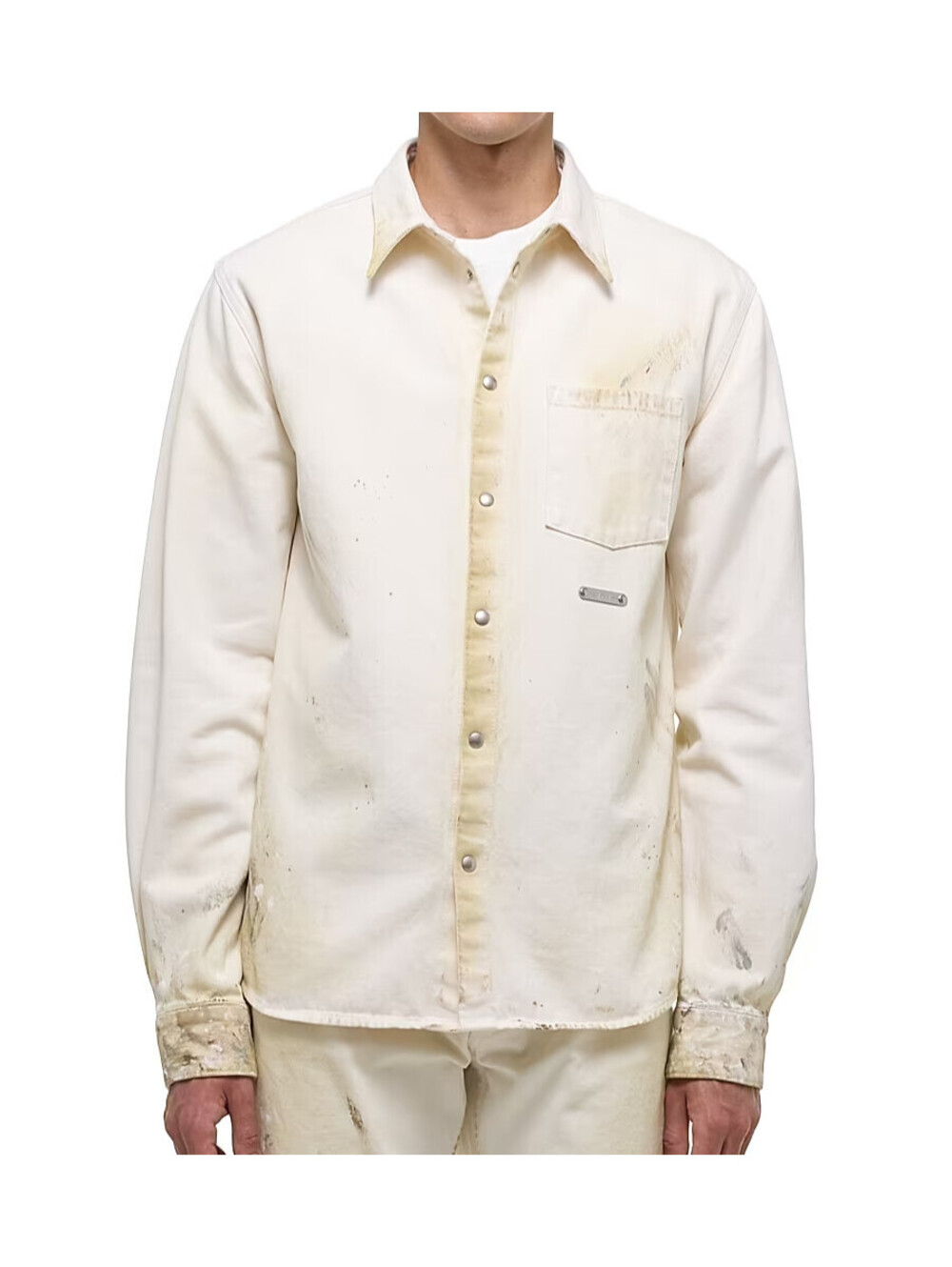 Helmut Lang Men's Ecru Painter LS Overshirt Size XL 42 US NWT MSRP 595$